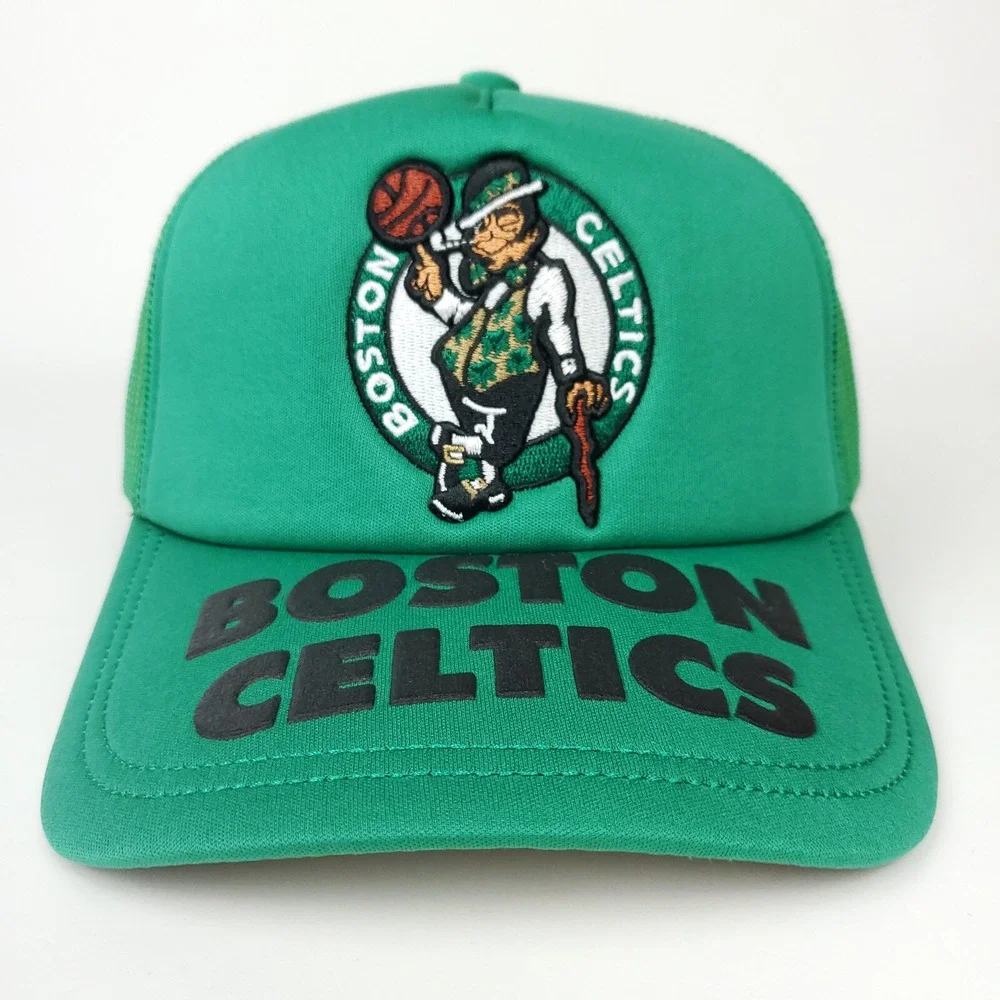 Boston Celtics Mitchell & Ness NBA Trucker Hat 3D Logo‎ Puff Logo Green Cap NWT